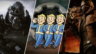 A solider in T-51 power armour, some vault boys, and an NCR Ranger.