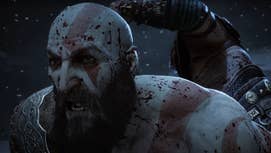 Kratos in God of War Ragnarok looking surprised/angry.